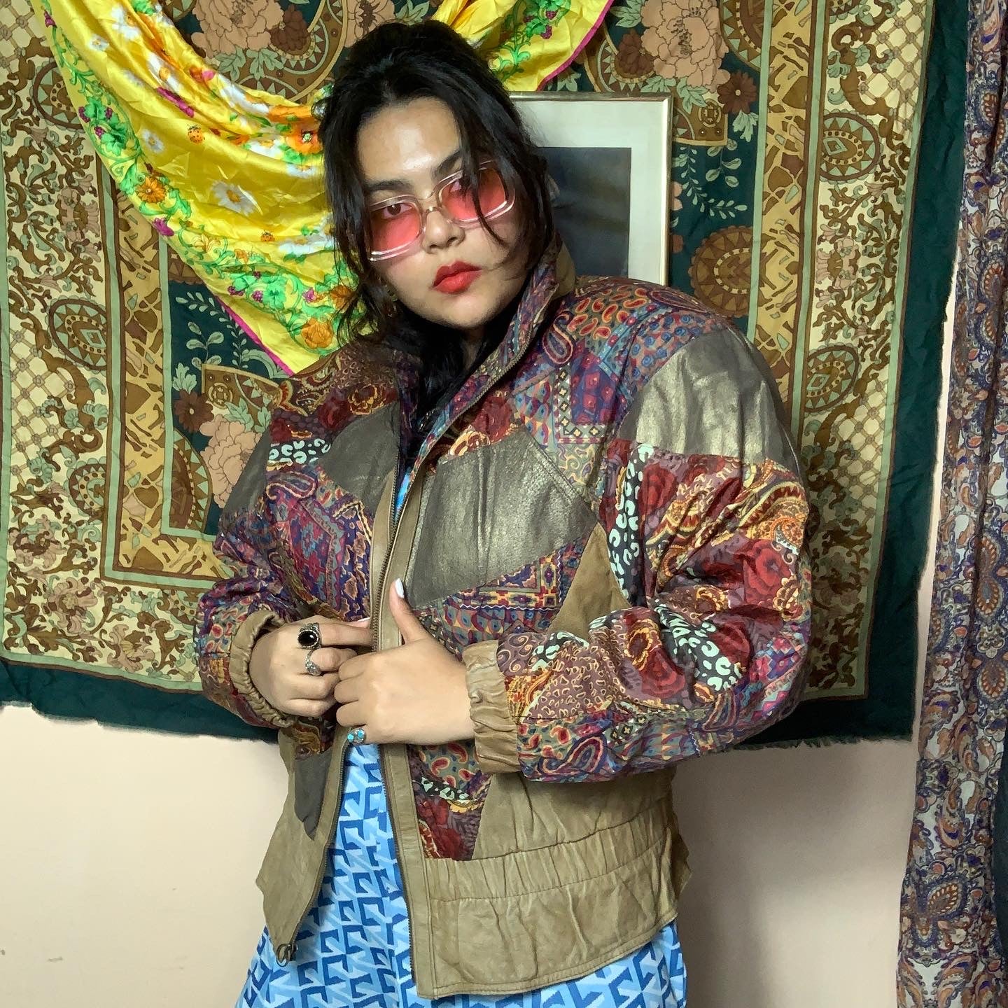 Chamarra vintage de piel 90s hecha en Korea estilo aviador