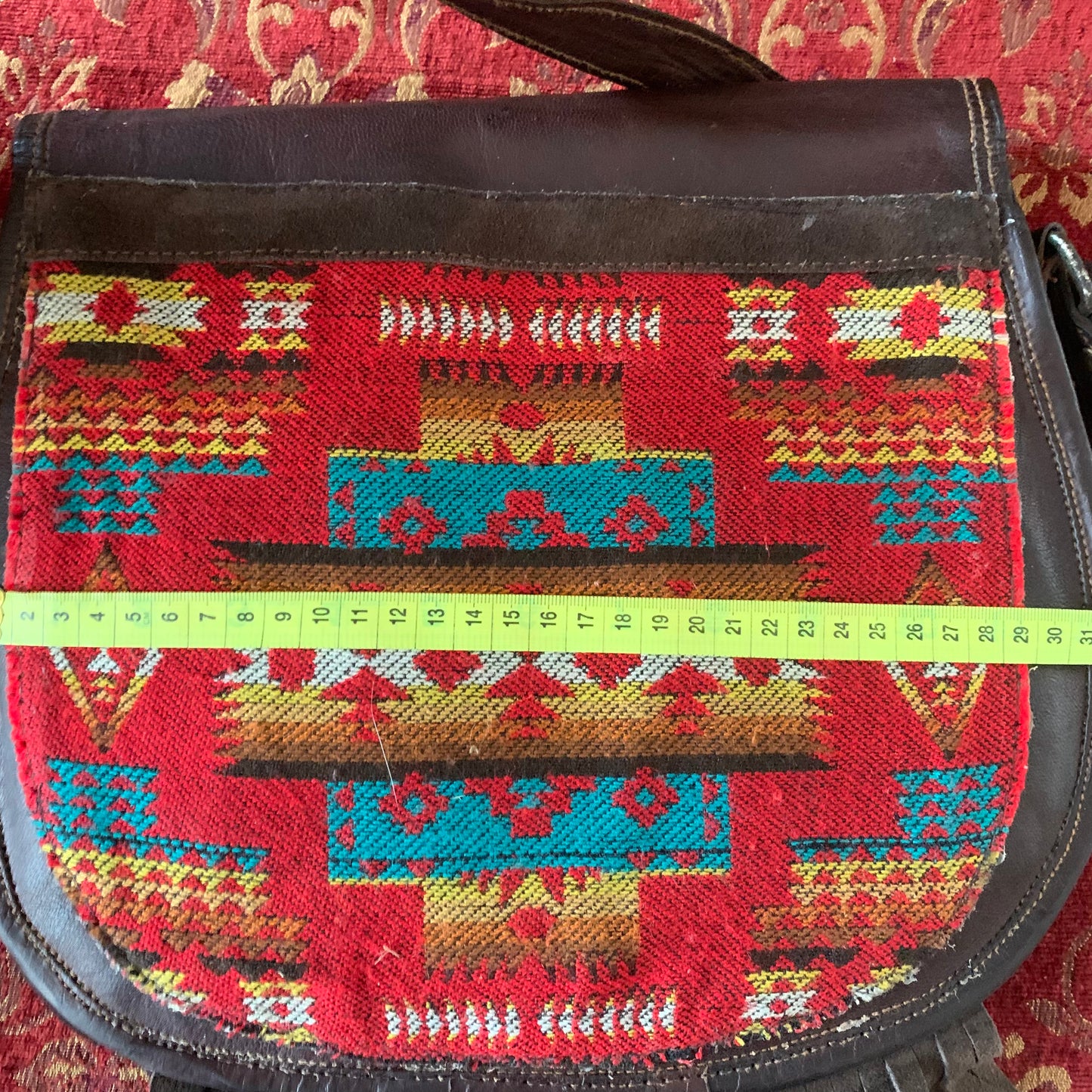 Bolsa artesanal cuero vintage navajo