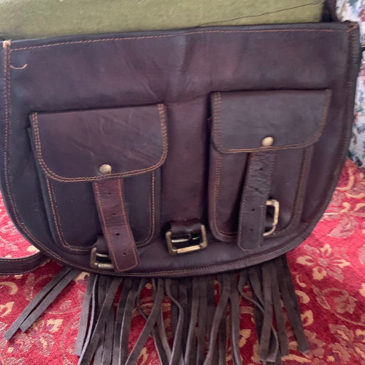 Bolsa artesanal cuero vintage navajo